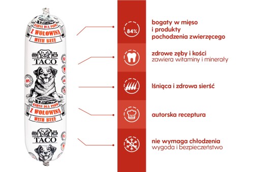 Produkty z wołowiną Taco  baton dla psów