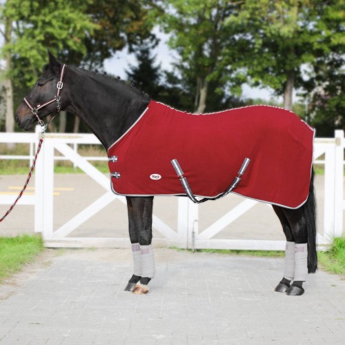 Derka York Britta polarowa z pasami czerwona 155 cm 