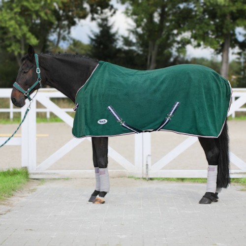 Derka York Britta polarowa z pasami zielona  135 cm  