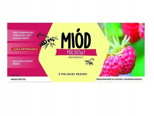 BARĆ ETYKIETA NA MIÓD MALINOWY DUŻA